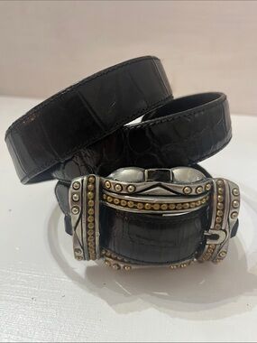 Connie Bates Fahrenheit Leather Belt With Embellished Silver Buckle